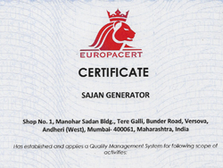 Sajan generator ISO certificate